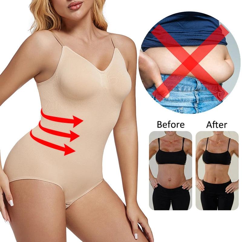 Womens Low Back Shapewear Bodysuits Open Crotch Body Shaper Seamless Tummy Control Push Up Corset Tank Top Backless Underwear