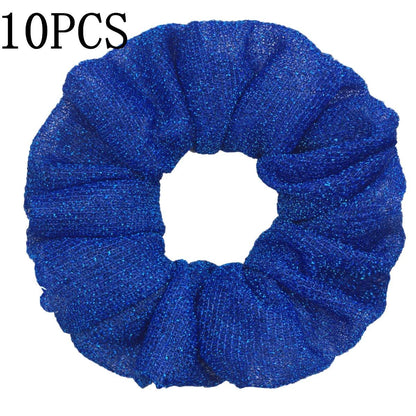 10pc Girls Sparkly Sequins Scrunchies for Hair Eleastic Scrunchy Ties Ropes Ponytail Holders Rubber Bands Shinny Bling for Women