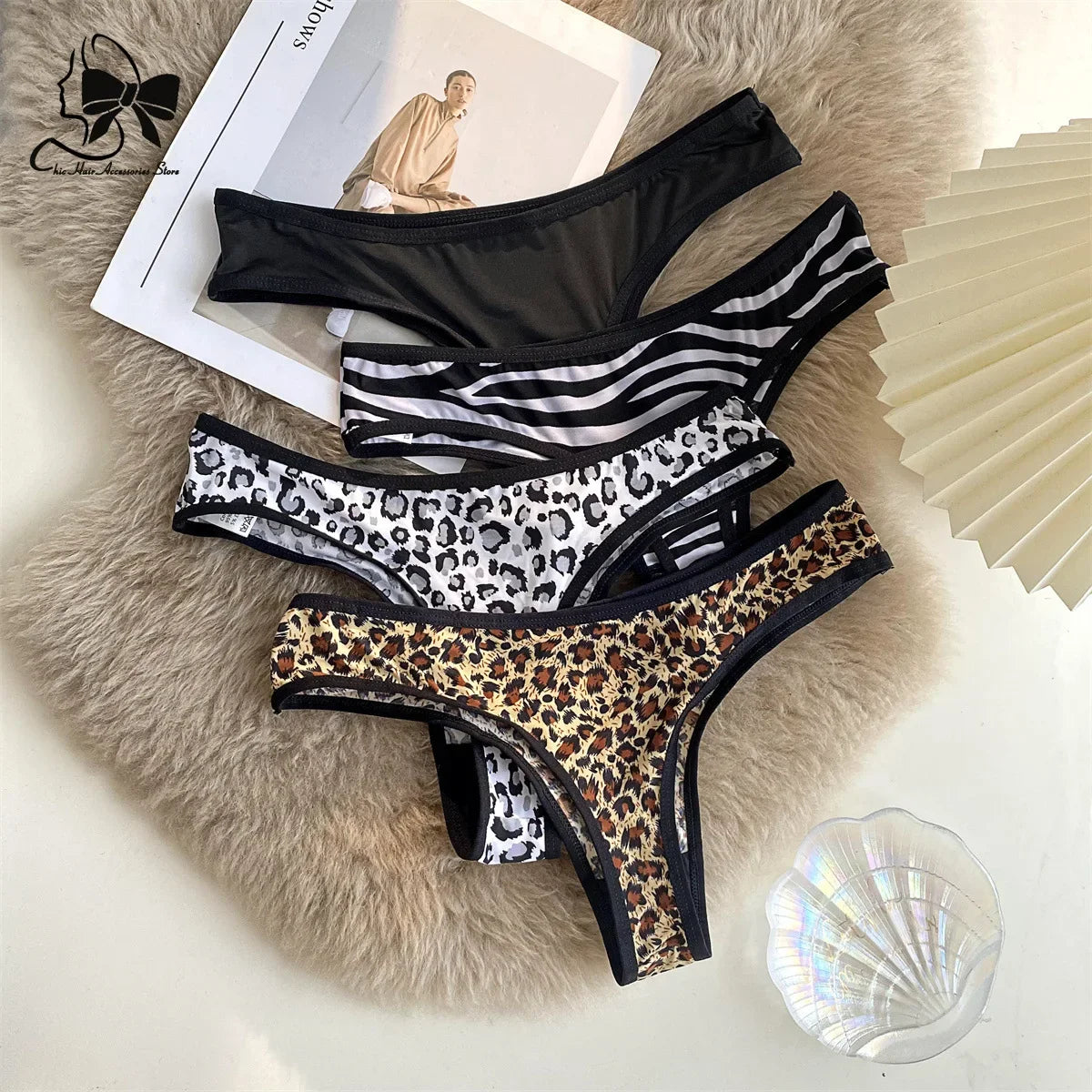 Low Waist Lace Women Panties Leopard-print Sexy Underwear Women Seamless Silk Cotton Hollow Out Thongs Female Briefs Underwear