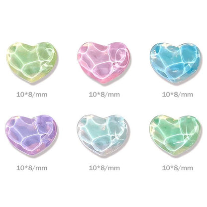 1Bag 3D Heart Nail Rhinestones Water ripple flat bottom love Charms Crystal Nail Art Decorations Gem Kawaii Resin Nails Gems