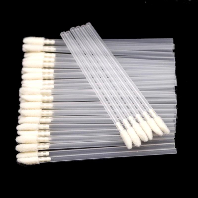 Kekelala 50Pcs Disposable Lip Brushes Lipstick Gloss Applicators Makeup Swabs Micro Cleaning Brush Tools For Eyelash Extension