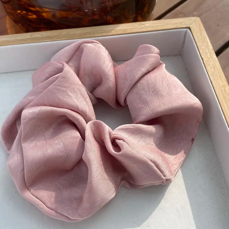 2023 Women Fashion Silk Scrunchie With Rhinestones Elastic Satin Hair Band Girls Big Hair Tie Balck Crunchy For Hair Accessories