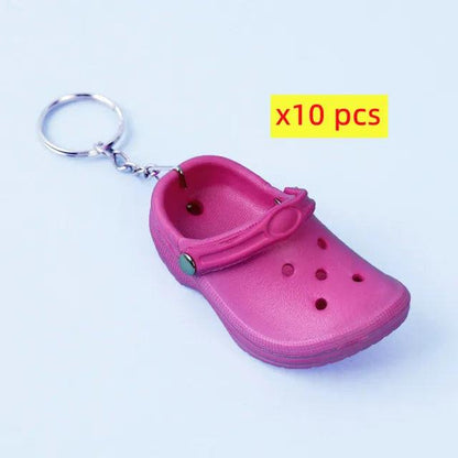 10 PcsCute 3D Mini EVA Beach Hole Little Croc Shoe Keychain Girl Gift Bag Accessories Decoration Keyring Floating KeyChain Charm