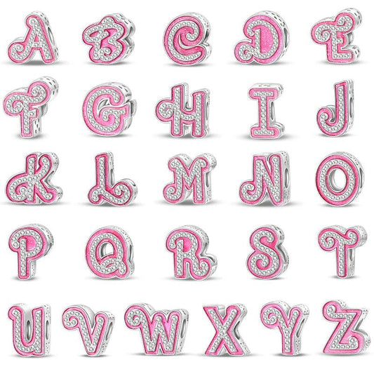 925 Sterling Silver Romantic Pink 26 Letters DIY Love Charms Beads Fit Qikaola 925 Original Bracelets Fine Birthday Jewelry Gift