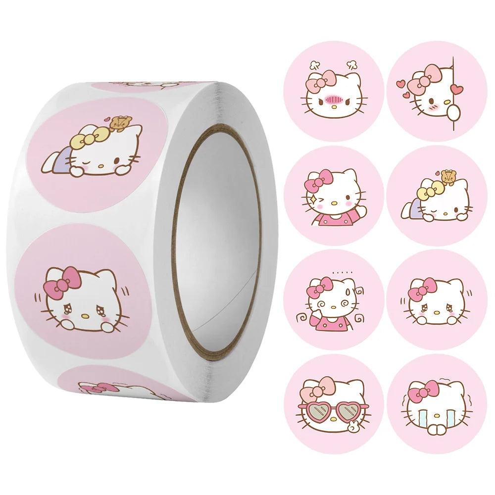 500Pcs/Roll Sanrio Stickers Kawaii Hello Kitty Melody Kuromi Cinnamoroll Luggage Graffiti Decals Kid Toy Decoration Sticker Gift