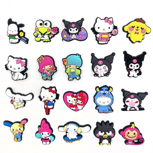 MINISO Cute Cartoon Anime Sanrio Black Rice Big Ears Dog Shoes Charm Shoes Accessories Sandals Clown Decoration Party Gifts