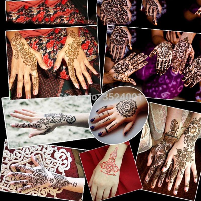 2pcs Henna Tattoo Stencils Templates For Women Temporary Tattoo Indian Fashion Flower Wedding Tattoo Supplies For DIY Body Art