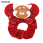 New Chic Disney Mickey Mouse Ears Hair Scrunchies Sequins 4"Bows Elastic Headband Women Velvet Girls DIY Hair Accessories Gift