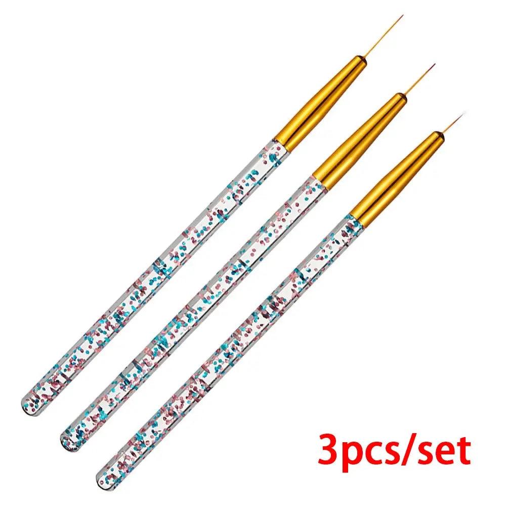 3Pcs Acrylic Nail Brush Set #8/10/14 Professional Acrylic Powder Extension Nail Brushes Nail Art 3D Carving Manicure Salon Tools