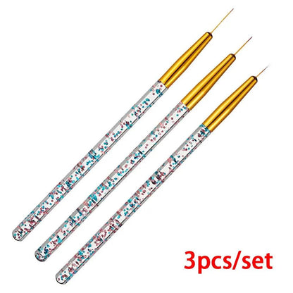 3Pcs Acrylic Nail Brush Set #8/10/14 Professional Acrylic Powder Extension Nail Brushes Nail Art 3D Carving Manicure Salon Tools