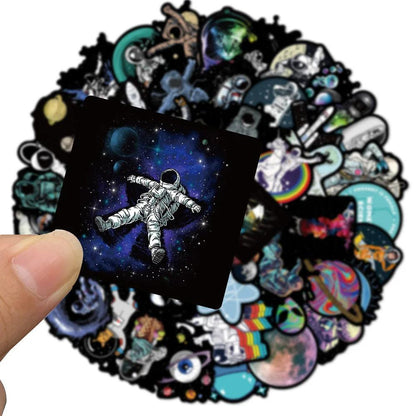 50PCS Astronauts Exploring Outer Space Graffiti Stickers Waterproof Vinyl Decals DIY Laptops Water Bottles Computers Phones