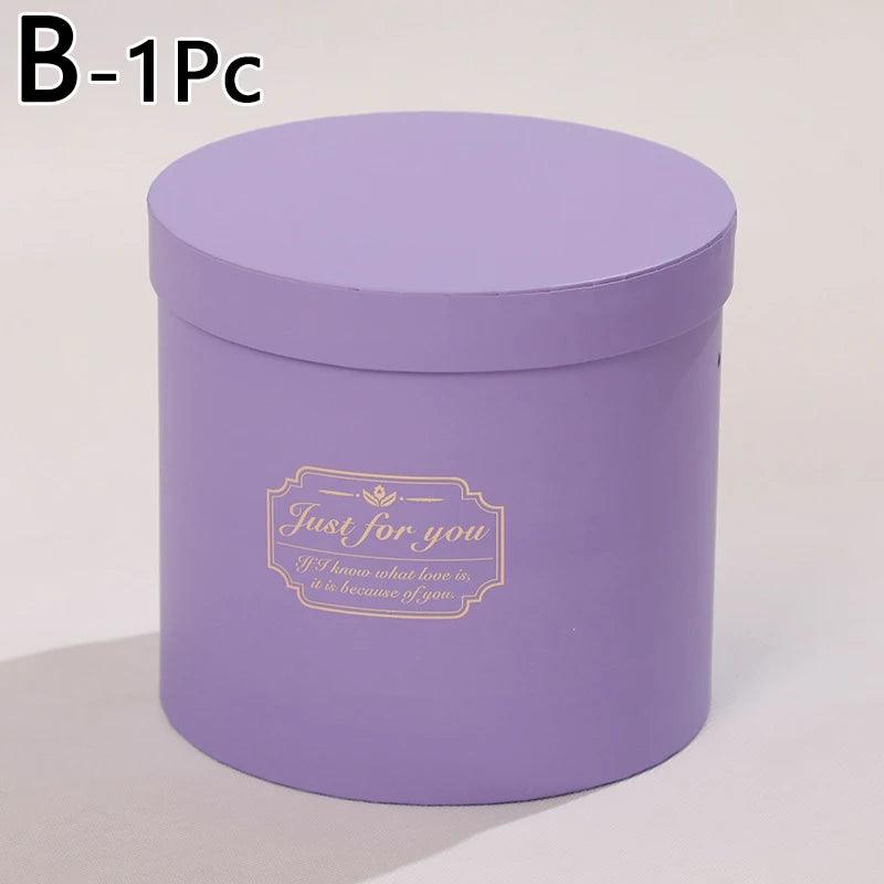 Round Floral Boxes Flower Packaging Paper Bag Gift Storage Box Snacks Candy Packaging Box With Lid Lanyard