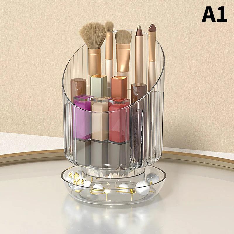 360° Rotating Makeup Brush Holder Luxury Cosmetic Organizer Lipstick Eyebrow Pencil Holder Eye Shadow Storage Box