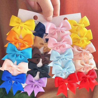 10Pcs/Set 1.9'' Solid Color Ribbon Kids Bows Hair Clips for Baby Girls Handmade Bowknot Hairpin MiNi Barrettes Hair Accessories