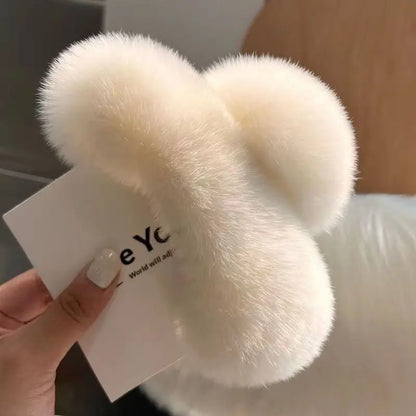 Faux Fur Hair Claw Rabbit Hair Large Hairpin Back Head Temperament Clip New Cute Plush Hair Scratching Ponytail Hair Claw