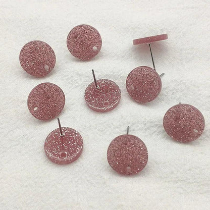 New Arrival! 14/16mm 100pcs/lot Acrylic Coin-Shape Glitter Color Earring Studs For Earrings Accessories/Parts Jewelry DIY Making