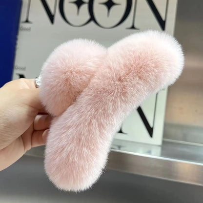 Faux Fur Hair Claw Rabbit Hair Large Hairpin Back Head Temperament Clip New Cute Plush Hair Scratching Ponytail Hair Claw