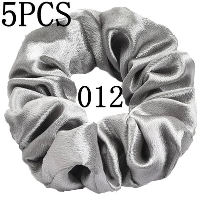 10/5pcs/lot Accessoires Women Girls Silky Satin Hair Scrunchies Solid Elastic Elegant Rubber Band Headwear Holder Scrunchy Black