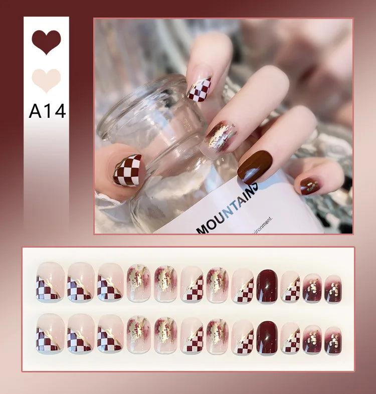 24pcs Luxury Handmade Nail Art Glossy Long Ballet Fake Nails Full Rhinestone Press On Nails Y2K False Nails For Women Girl Party