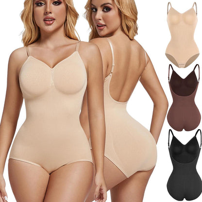 Womens Low Back Shapewear Bodysuits Open Crotch Body Shaper Seamless Tummy Control Push Up Corset Tank Top Backless Underwear