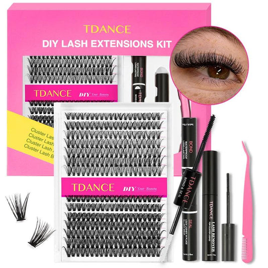 TDANCE 280PCS DIY Mix Clusters Kit 30D/40D Lash Bond and Seal and Remover Accessories Self-Grafting EyeLashes Extension At Home