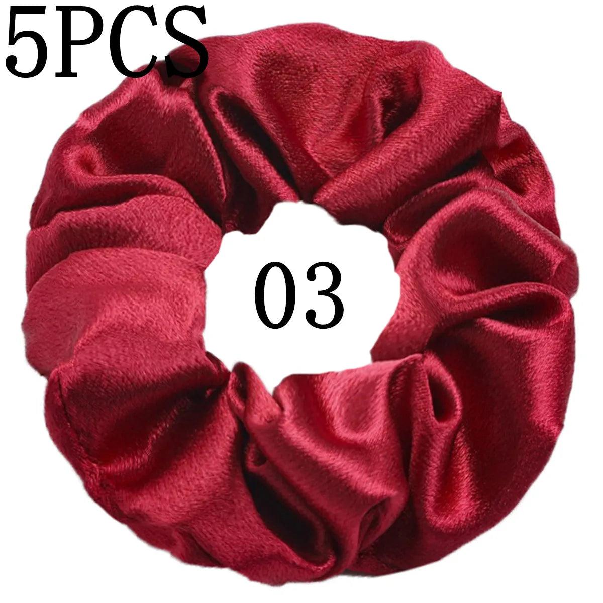 10/5pcs/lot Accessoires Women Girls Silky Satin Hair Scrunchies Solid Elastic Elegant Rubber Band Headwear Holder Scrunchy Black