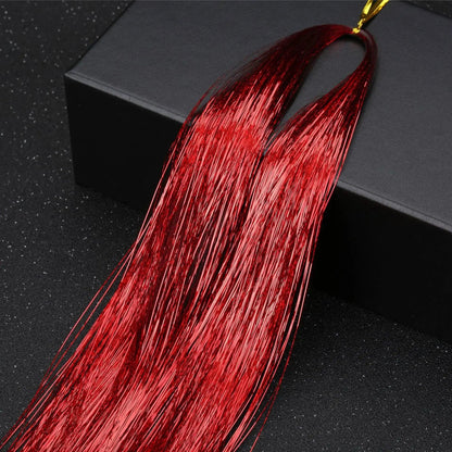 93cm Colorful Bling Hair Extension Accessories Laser Gold Shiny Metallic Wire Hair Extensions DIY Retro Hip-hop Hair Braid Tool