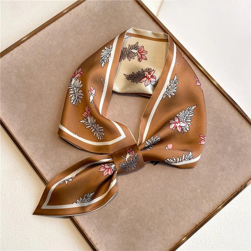 2023 New Luxury Brand Skinny Neckerchief Scarf For Women Satin Silk Ribbons Bandana Ladies Neck Tie Wrist Wrap Shawl Echarpe