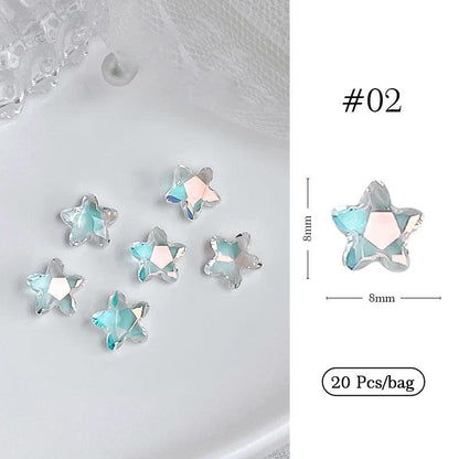 1Bag 3D Heart Nail Rhinestones Water ripple flat bottom love Charms Crystal Nail Art Decorations Gem Kawaii Resin Nails Gems