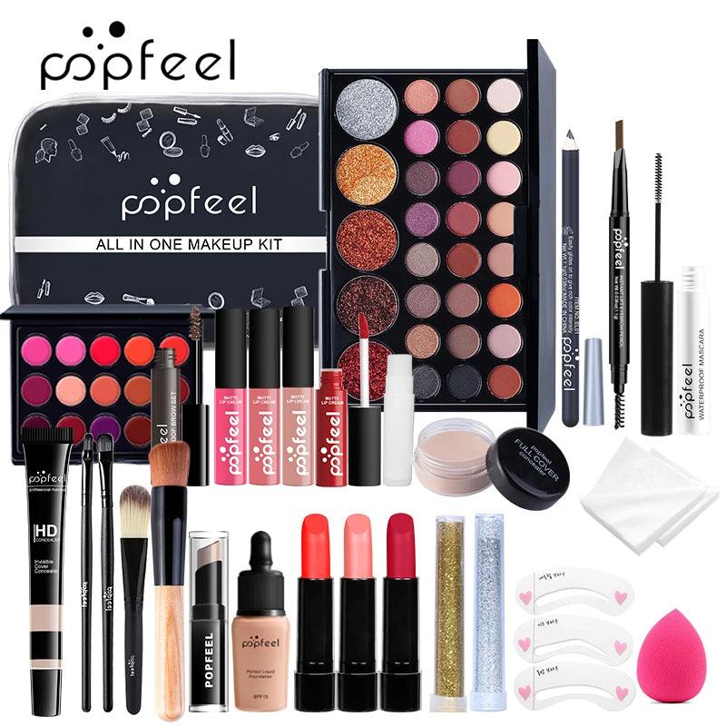 POPFEEL All In One Makeup Kit  for Women Full Kit Set, All in One Makeup Sets Include Eyebrow Eyeliner Eyeshadow