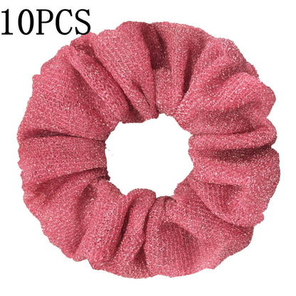 10pc Girls Sparkly Sequins Scrunchies for Hair Eleastic Scrunchy Ties Ropes Ponytail Holders Rubber Bands Shinny Bling for Women