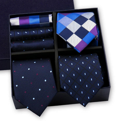 Luxury Men's Tie 3 Sets In Gift Box Paisley Striped Necktie Handkerchief For Men Gravata Wedding Formal Clothing Accessories