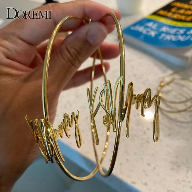 DOREMI Custom Name Earring With Stainless Steel Letter Round Dropshipping Name Custom Name Earrings Female Anti-allergy Jewelry