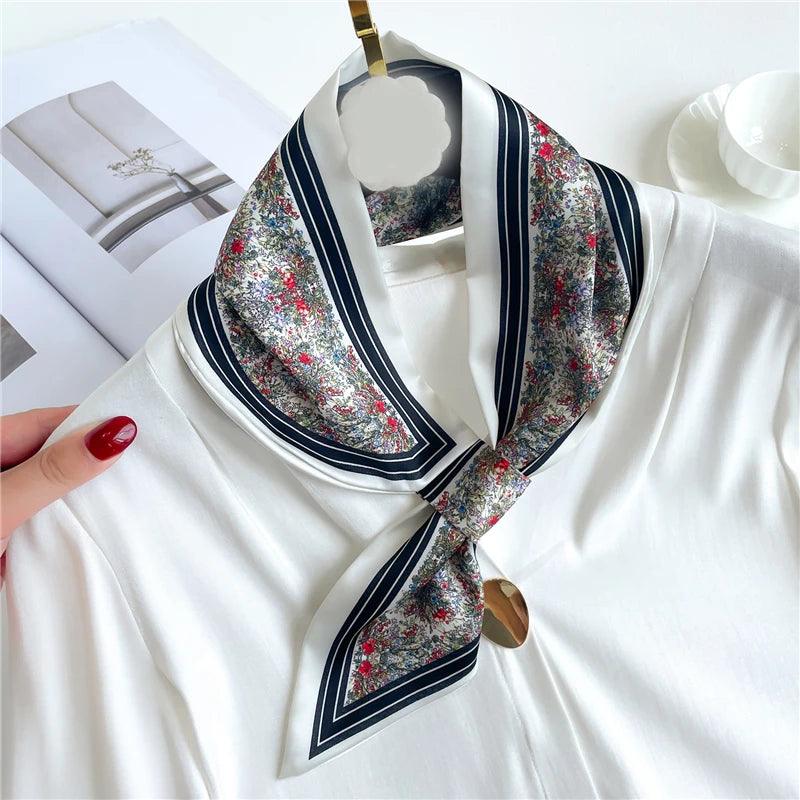 2023 New Luxury Brand Skinny Neckerchief Scarf For Women Satin Silk Ribbons Bandana Ladies Neck Tie Wrist Wrap Shawl Echarpe