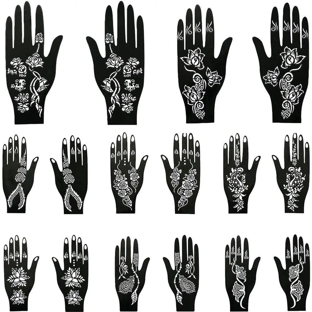 Temporary Tattoo Hollow Henna Palm Tattoo Stencil Professional Wedding Tool Hand Foot Body Art Sticker Tattoo Stencil Template