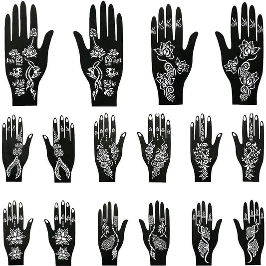 Temporary Tattoo Hollow Henna Palm Tattoo Stencil Professional Wedding Tool Hand Foot Body Art Sticker Tattoo Stencil Template