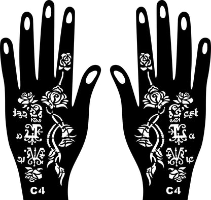 2024 New Professional Henna Stencil Temporary Hand Tattoo Body Art Sticker Template Wedding Tool Flower Tattoo Stencil