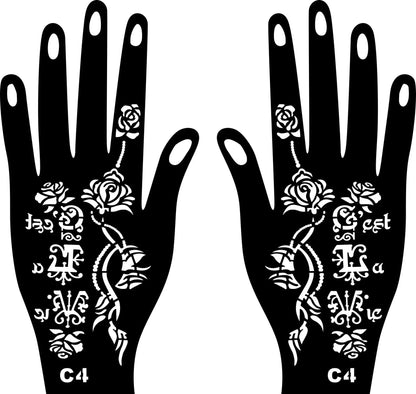 2024 New Professional Henna Stencil Temporary Hand Tattoo Body Art Sticker Template Wedding Tool Flower Tattoo Stencil