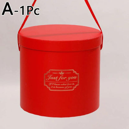 Round Floral Boxes Flower Packaging Paper Bag Gift Storage Box Snacks Candy Packaging Box With Lid Lanyard