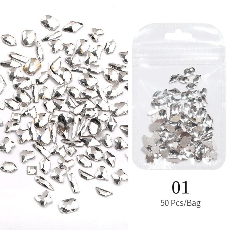 Aurora Irregular Crystal Rhinestones Nail Charm Mixed-Size Resin Flatback Jewelry Gems Stone Parts Manicure Nail Art Decorations