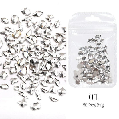 Aurora Irregular Crystal Rhinestones Nail Charm Mixed-Size Resin Flatback Jewelry Gems Stone Parts Manicure Nail Art Decorations