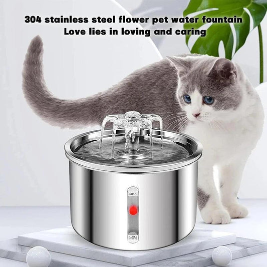 2L Stainless Steel Automatic Pet Water Dispenser Fountain For Cats And Dogs Drinking Bowl Easy To Clean Multiple Pets Supplies - HighGloss Shop