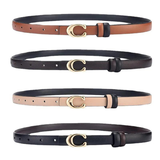 Fashionable Women's Double-sided Belt Fashionable Slim Fit Decoration Widened Belt Denim Skirt Casual Style with Metal Buckle