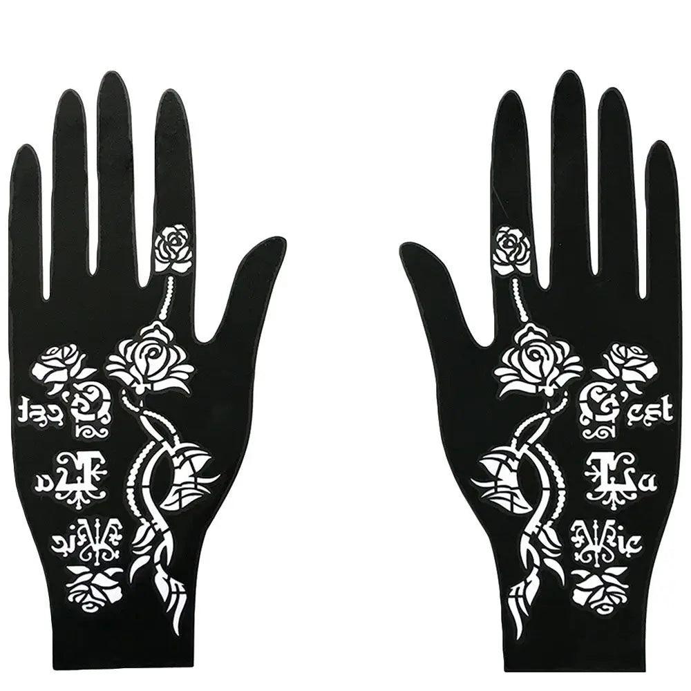 Temporary Tattoo Hollow Henna Palm Tattoo Stencil Professional Wedding Tool Hand Foot Body Art Sticker Tattoo Stencil Template