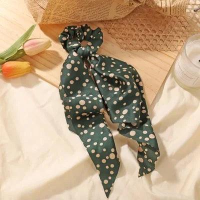 Floral Print Bow Satin Long Ribbon Ponytail Scarf Hair Tie Scrunchies Women Girls Elastic Hair Bands Hair Accessories