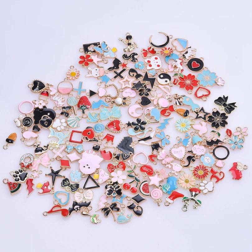 New Kawaii 10PCS/Lot Bulk Random Mix 4 Color Dripping Oil Alloy Pendant Enamel Charms For Jewelry Women DIY Handmade Accessories