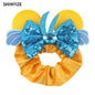 New Chic Disney Mickey Mouse Ears Hair Scrunchies Sequins 4"Bows Elastic Headband Women Velvet Girls DIY Hair Accessories Gift