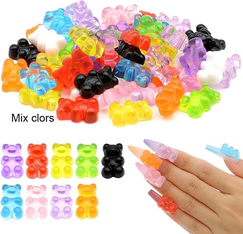 50Pcs Jelly Bear Nail Charms Resin Flatbacks Candy Bear Decoration Kawaii Gummy Bears DIY Bears Manicure Supplie DIY Accessorie - HighGloss Shop