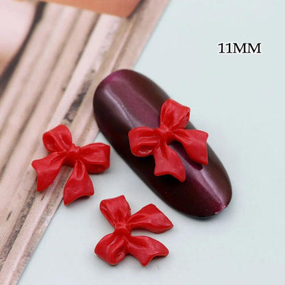 50/100Pcs Aurora Ribbon Bowknot Nail Art Charms Summer Kawaii Fairy Resin Bow Nail Art Decoration Flatback Bowtie Manicure Parts