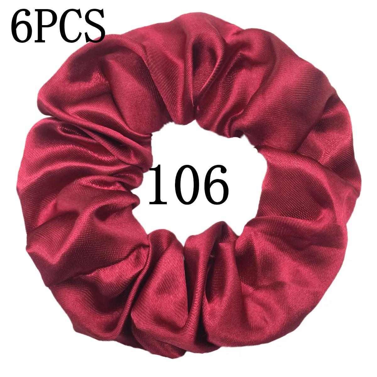 6pcs/lot Hair Scrunchies Bands Scrunchy Ties Ropes Ponytail Holder for Women or Girls Accessories Satin Headwear Solid 100 Color